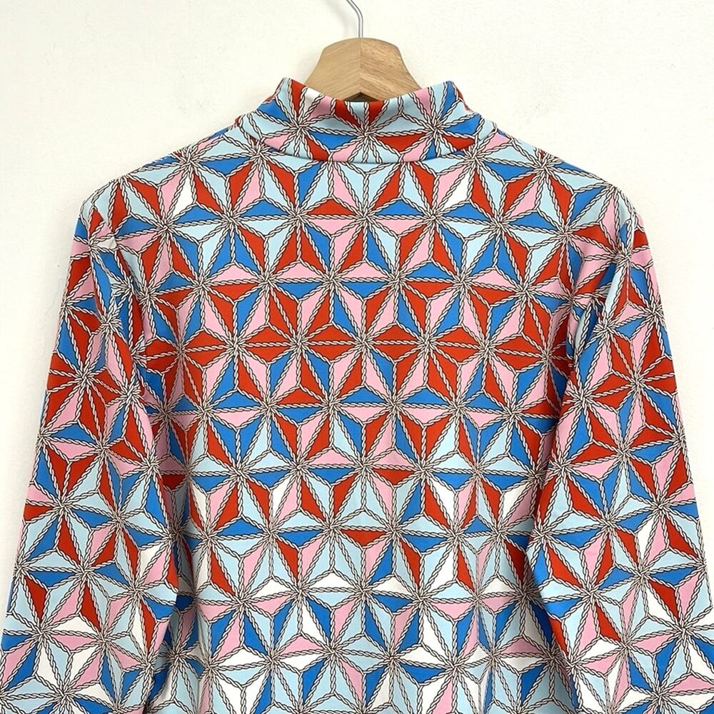 J. McLaughlin Bedford Catalina Cloth Pinwheel Print Quarter Zip Top - Large - Picture 4 of 10